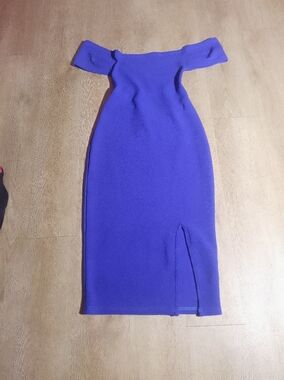 SHEIN One-Shoulder Royal Blue Bodycon Dress with Front Slit